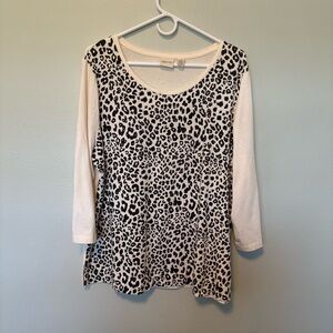 Chicos Women's Leopard Print Top - Black and Cream